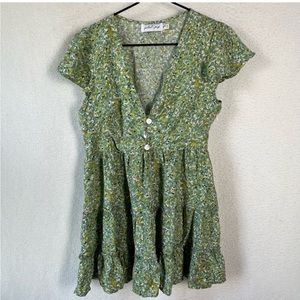 Petal + Pup green floral mini dress women’s size 8